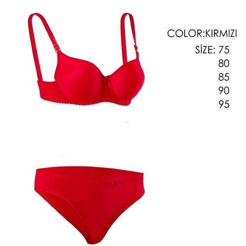 Ebru 8005 Bayan Slikonlu Boş Micro Düz Tulumlu Sütyen Takım 75-95