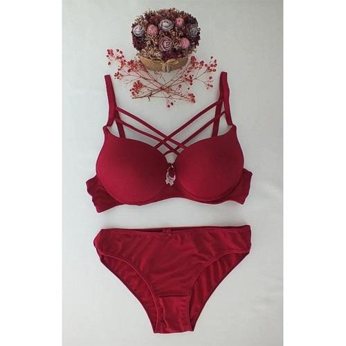 Ebru 8060 Slikonlu Dolu Micro Tulumlu Çapraz Sütyen Takım 75-90