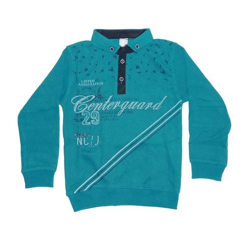 3010-Polo Yaka Baskılı Erkek Selanik Sweatshirt*9-12 Yaş