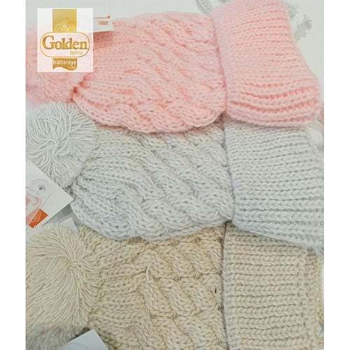 Golden 0928 Bebe Triko Çift Ponponlu Bere 0-1 Yaş