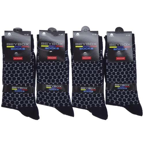 Beybox 8313 Erkek Coton Likralı Desenli Soket Çorap