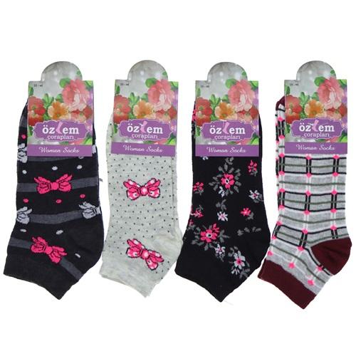 Özlem Bayan Desenli Likralı Patik Çorap