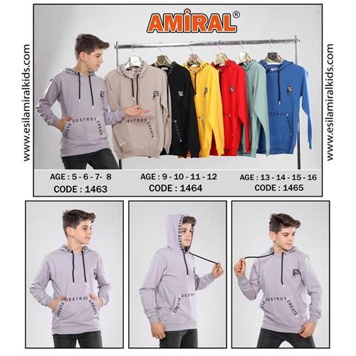Amiral 1463 Erkek Çocuk Destroy Baskılı Kapşonlu Sweatshirt 5-8 Yaş