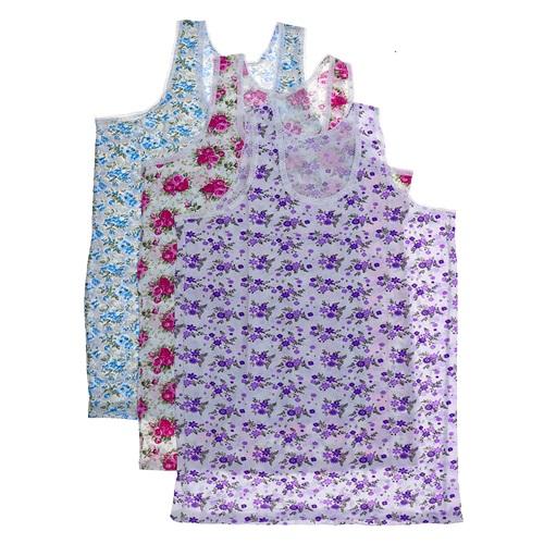 Kevser Yıldız Bayan Penye Desenli Kalın Askılı Atlet