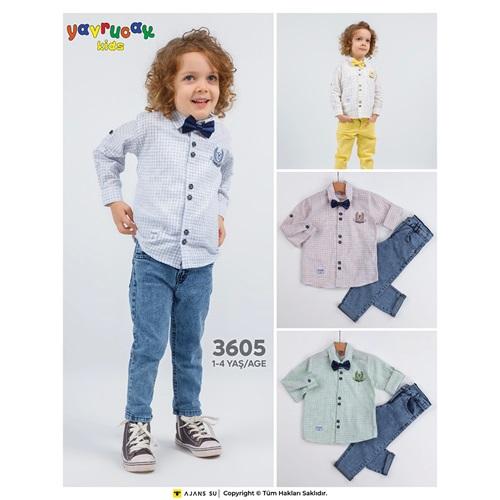 Yavrucak 3605 Erkek Çocuk Papyonlu Gömlekli 2 Li Takım 1-4 Yaş