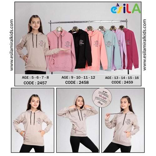 Esila 2459 Kız Çocuk Kapşonlu Tuessa Bas Sweatshirt 13-16 Yaş