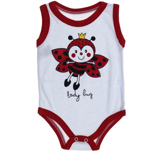 Lüxeline Çocuk Uğur Böceği Baskılı Sıfır Kol Çıtçıtlı Badi 9-18 Ay