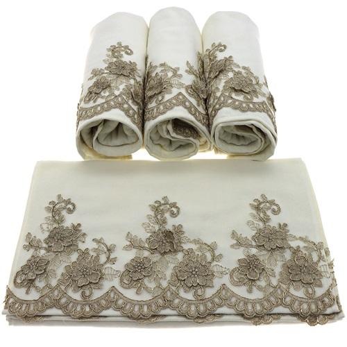 Yoncagül 50x90 cm Kadife Fransız Dantelli El Yüz Havlusu
