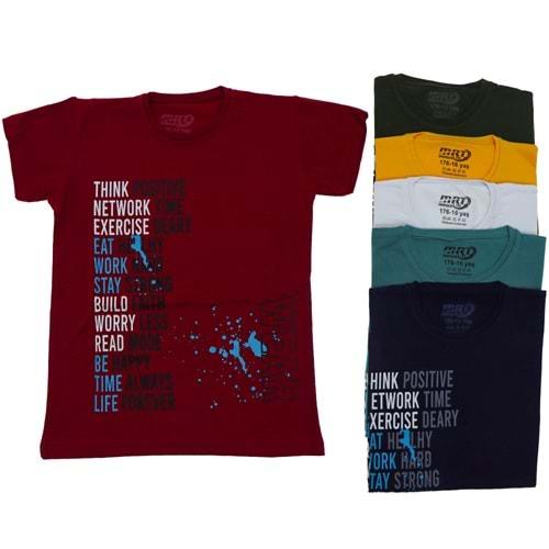 Kardeşler 5002-Erkek Çocuk Think Positive Bas Sweat Tişört 13-16 Yaş