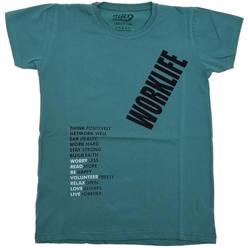 Kardeşler 5004-Erkek Çocuk Worklife Bas Sweat Tişört 13-16 Yaş