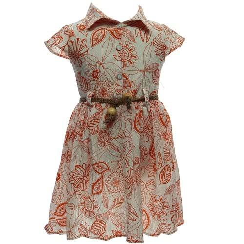 Leydi Lina 348 Kız Çocuk Bürümcük Kemerli Elbise 1-3 Yaş