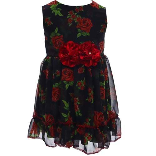 Leydi Lina 347 Kız Çocuk Şifon Güllü Elbise 1-3 Yaş