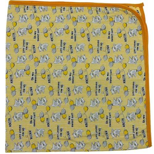 Karaca Bebe Kedi Baskılı Kenar Düz Biyeli Kundak 0-1 Yaş