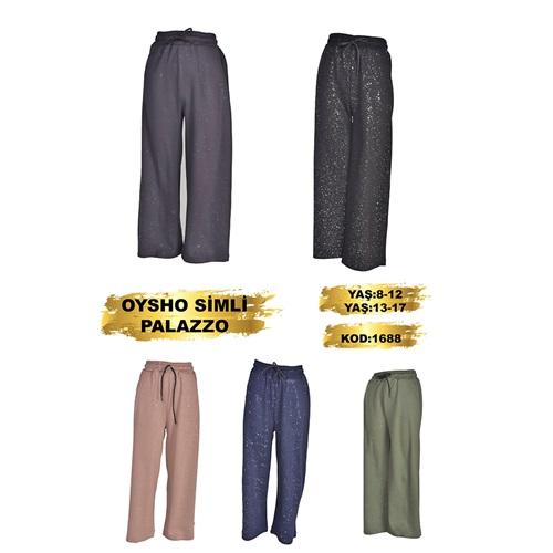 Yılmazcan 1688-1 Kız Çocuk Oysho Full Ön Simli Palazzo Tek Alt 8-12 Yaş