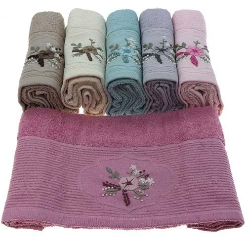 Özlüsoy Ardilla El Emeği Nakışlı Kutulu 6 Lı El Yüz Havlusu 50X90 CM