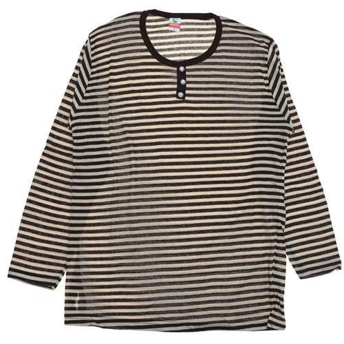 Denizol Bayan Kalın Çizgili 3 Düğmeli Bisiklet Yaka Mevsimlik Anne Badisi L-3 XL