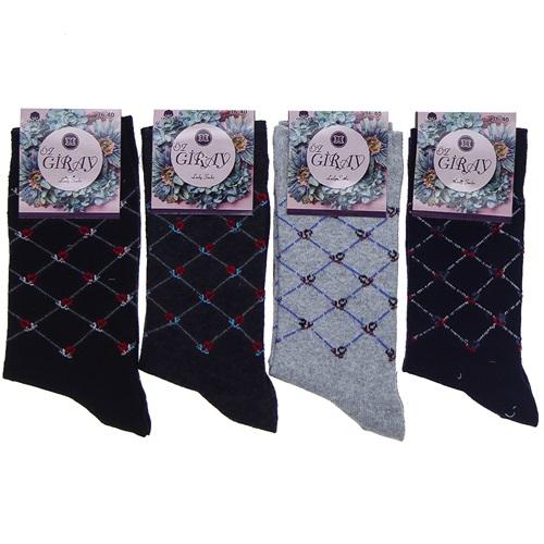 Öz Giray Bayan Desenli Likralı Mevsimlik Soket Çorap - Karışık Renk