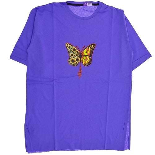 Polentarz 2040 Bayan Duble Kol Kelebek Baskılı Tişört