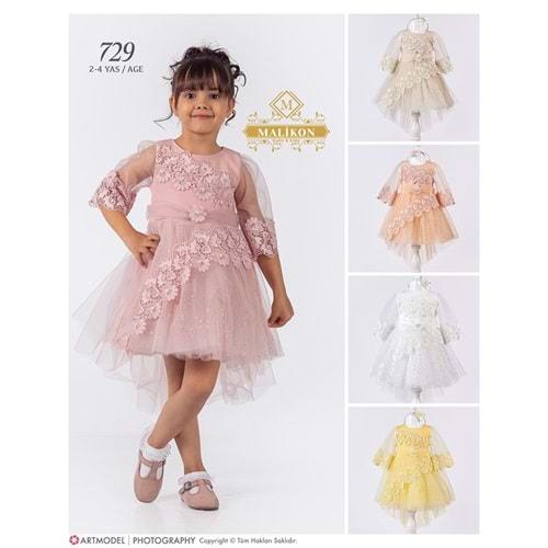 Mali-kon 729 Kız Çocuk Dantelli Elbise 2-3-4 Yaş