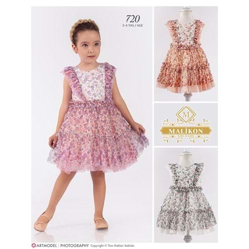 Mali 720 Kız Çocuk Çiçekli Fırfırlı Elbise 2-3-4 Yaş