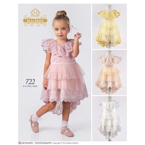Mali-Kon 722 Kız Çocuk Yakalı Elbise 2-3-4 Yaş