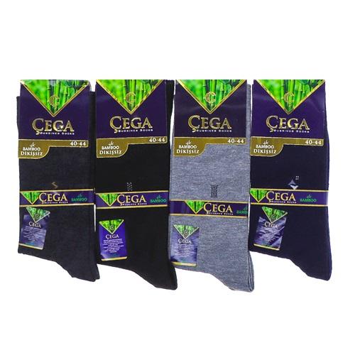 Çega 2043 Erkek Bambu Dikişsiz Likralı Desenli Mevsimlik Soket Çorap