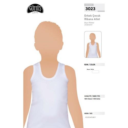 Gümüş 3023 Erkek Çocuk Ribana Askılı Penye Atlet