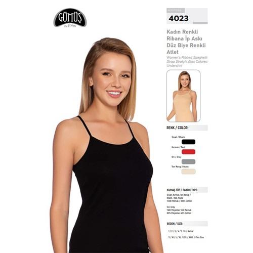 Gümüş 4023 Bayan Penye Düz İp Askılı Atlet