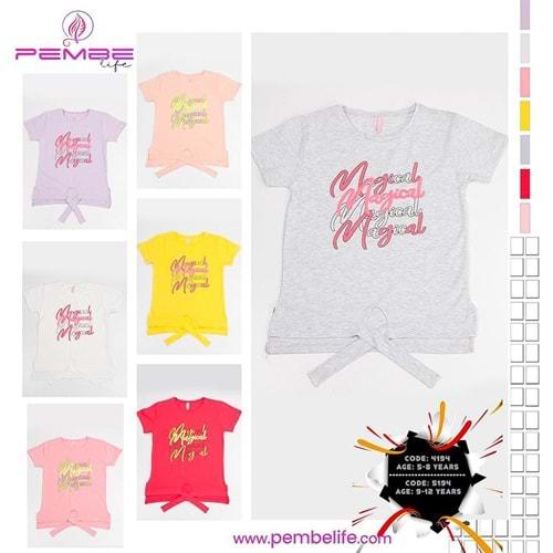 Pembe 4194 Kız Çocuk Ön Bağlamalı Magical Nak Tişört 5-8 Yaş