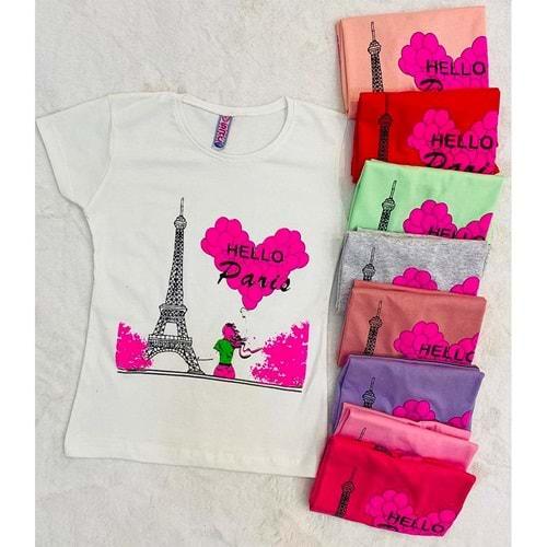 SRC Kız Çocuk Hello Paris Baskılı Tişört 3-7 Yaş