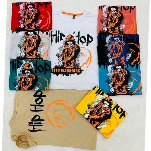 SRC 0785 Erkek Çocuk Hiphop Baskılı Tişört 3-7 Yaş