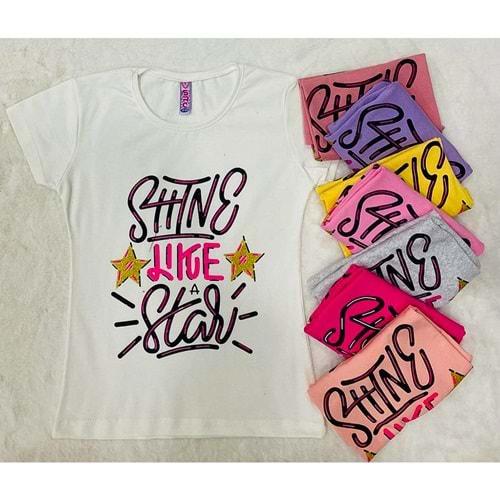 SRC Kız Çocuk Shıne Lıke Star Baskılı Tişört 8-12 Yaş