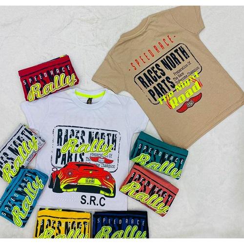 SRC 0355 Erkek Çocuk Rally Baskılı Tişört 3-7 Yaş