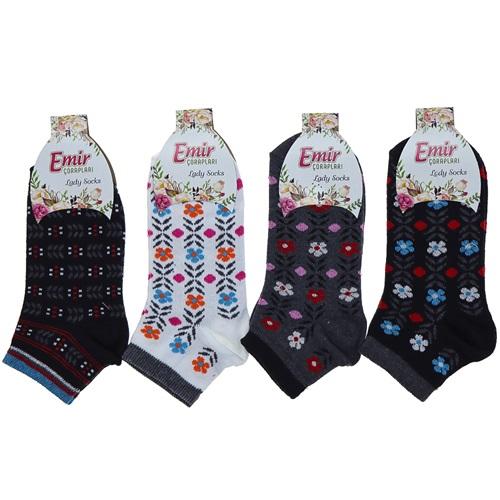 Emir 9552 Bayan Likralı Desenli Mevsimlik Patik Çorap