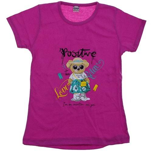 Azranur 4025 Kız Çocuk Positive Ayı Baskılı Tişört 1-6 Yaş