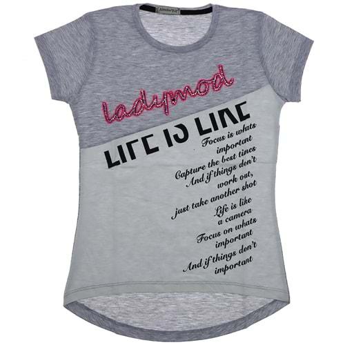 Almila 0006 Kız Çocuk Penye Çapraz Parçalı Ladymood Nak Tişört 9-12 Yaş