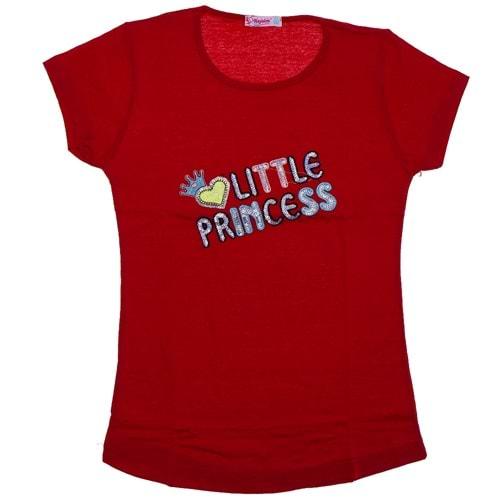 Arya 1013 Kız Çocuk Penye Pullu Lıttle Prıncess Nakışlı Tişört 3-7 Yaş