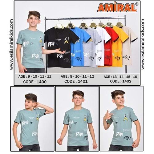 Amiral 1402 Erkek Çocuk Penye Prow It Pom Baskılı Tişört 13-16 Yaş