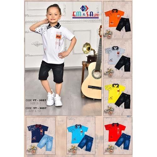 Em&sa YT-3057 Erkek Çocuk Lacos Kot Kaprili Run Nak 2 Li Takım 8-12 Yaş