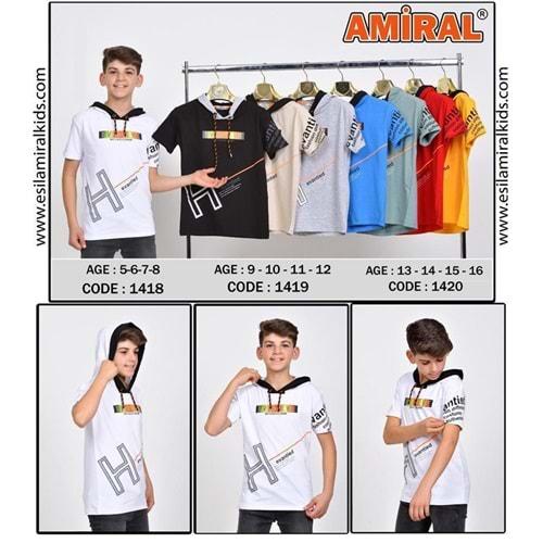 Amiral 1419 Erkek Çocuk Penye Tvleve Baskılı Kapşonlu Tişört 9-12 Yaş