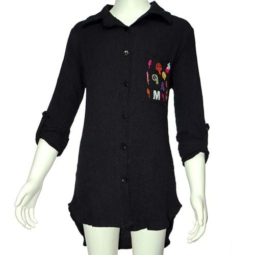 Güldür 9095 Kız Çocuk Cep Nakışlı Gömlek 13-16 Yaş