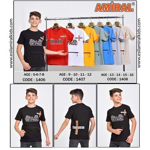 Amiral 1408 Erkek Çocuk Penye Space Baskılı Tişört 13-16 Yaş