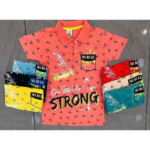 SRC Erkek Çocuk Yakalı My Rule Baskılı Tişört 3-7 Yaş