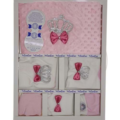 CC-570 Nohutlu Taçlı 10 Parça Lüx Zıbın Set 0-3 Ay