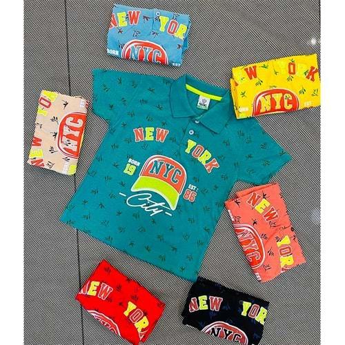 SRC Erkek Çocuk Yakalı New York Baskılı Tişört 3-7 Yaş