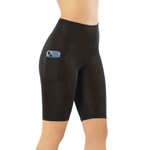 Kota 4114 Bayan Dalgıç Likralı Yüksek Bel Cep Detaylı Diz Üstü Tayt 2XL