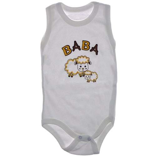 Lüxeline Çocuk Baba Baskılı Sıfır Kol Çıtçıtlı Badi 2-3-4 Yaş