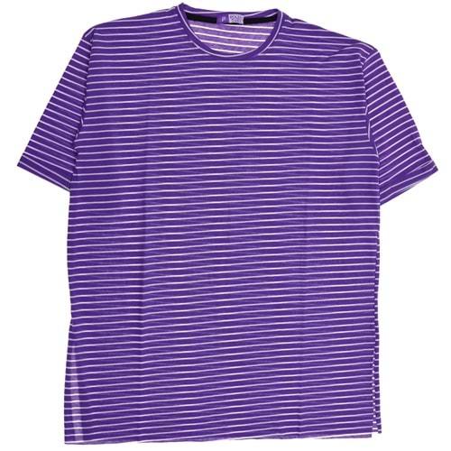 Polentarz 1258 Bayan Duble Kol Çizgili Penye Tişört 2 XL