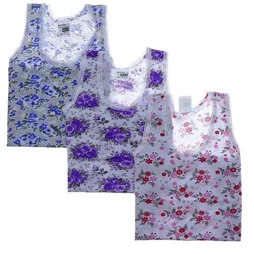 Kevser Yıldız Kız Çocuk Empirme Desenli Penye Kalın Askılı Atlet