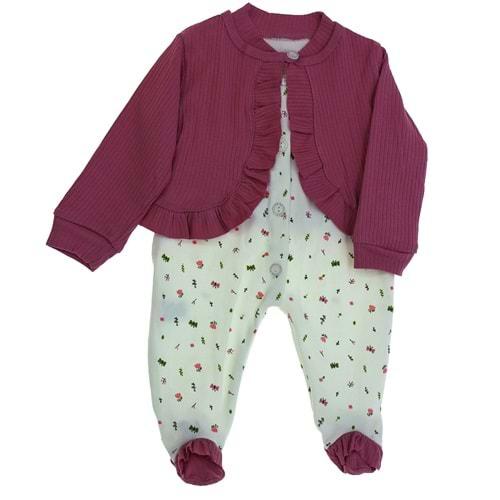 Million 3104 Kız Bebe Bolerolu Çiçek Desenli Tulum 3-9 Ay